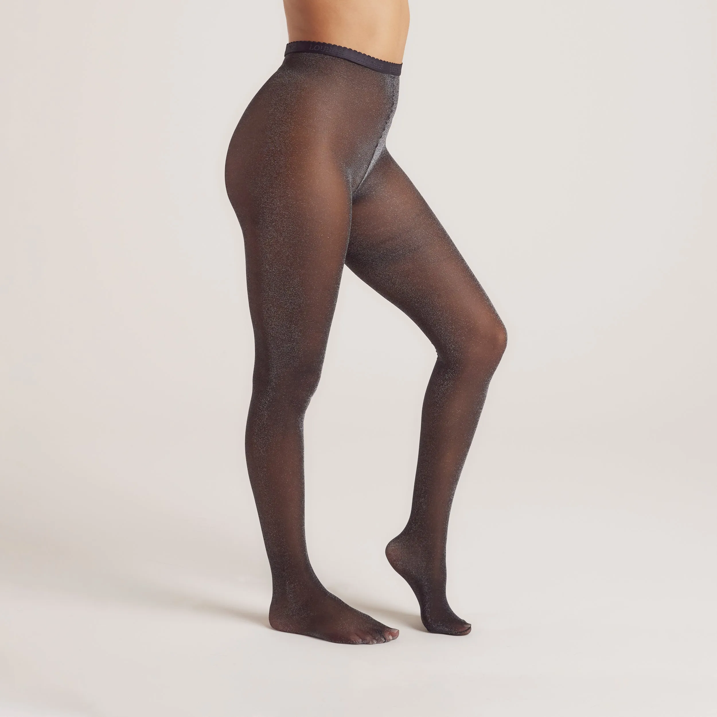 Sparkle Lurex Pantyhose (40 Denier) - Black