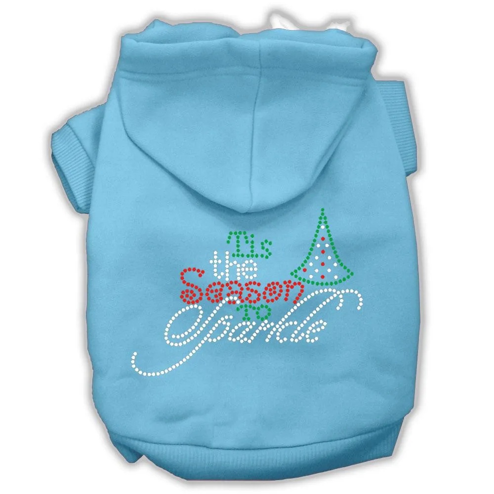 Tis The Season To Sparkle Rhinestone Dog Hoodie Baby Blue S (10)