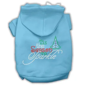 Tis The Season To Sparkle Rhinestone Dog Hoodie Baby Blue S (10)