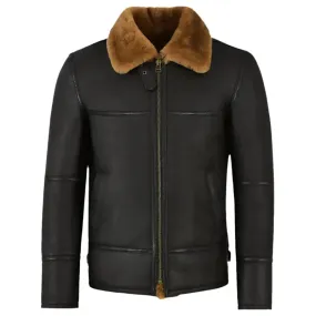 Traditional Black Shearling Jacket for Men - Warm & Stylish