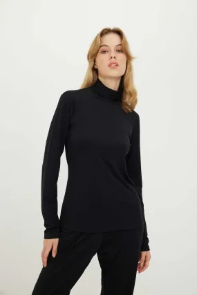 Turtleneck Knitted Blouse Black