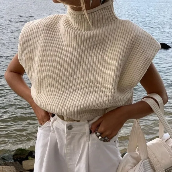 Turtleneck Sleeveless Vest Sweater