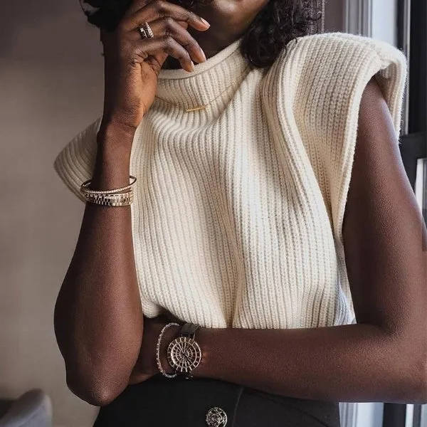 Turtleneck Sleeveless Vest Sweater