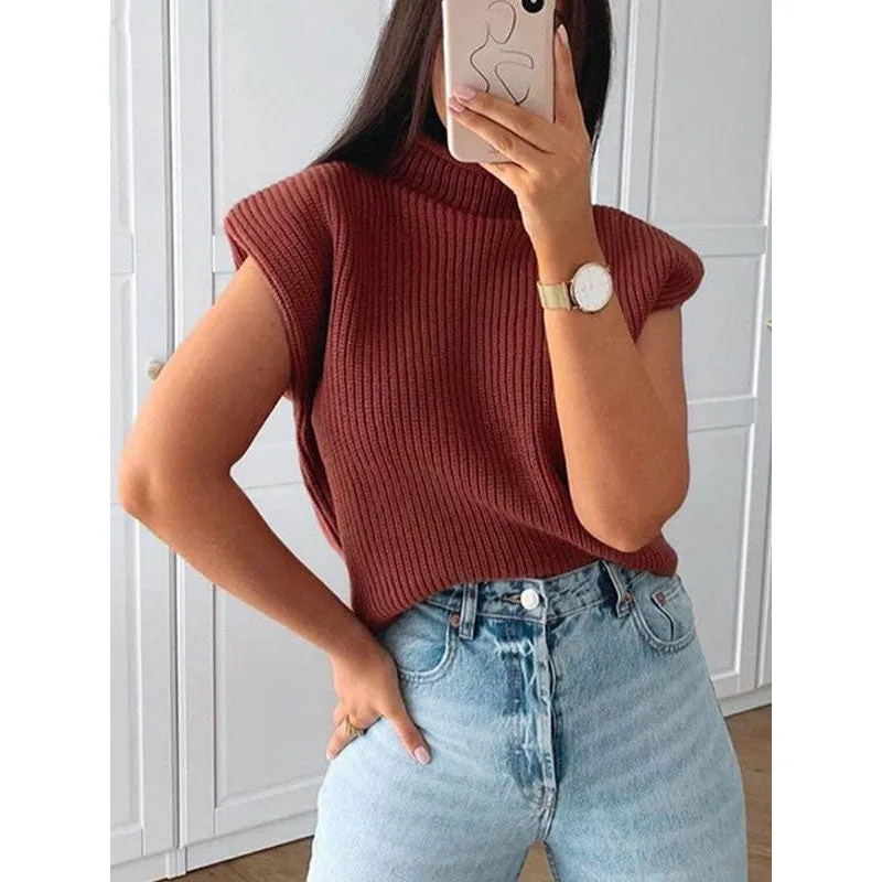Turtleneck Sleeveless Vest Sweater