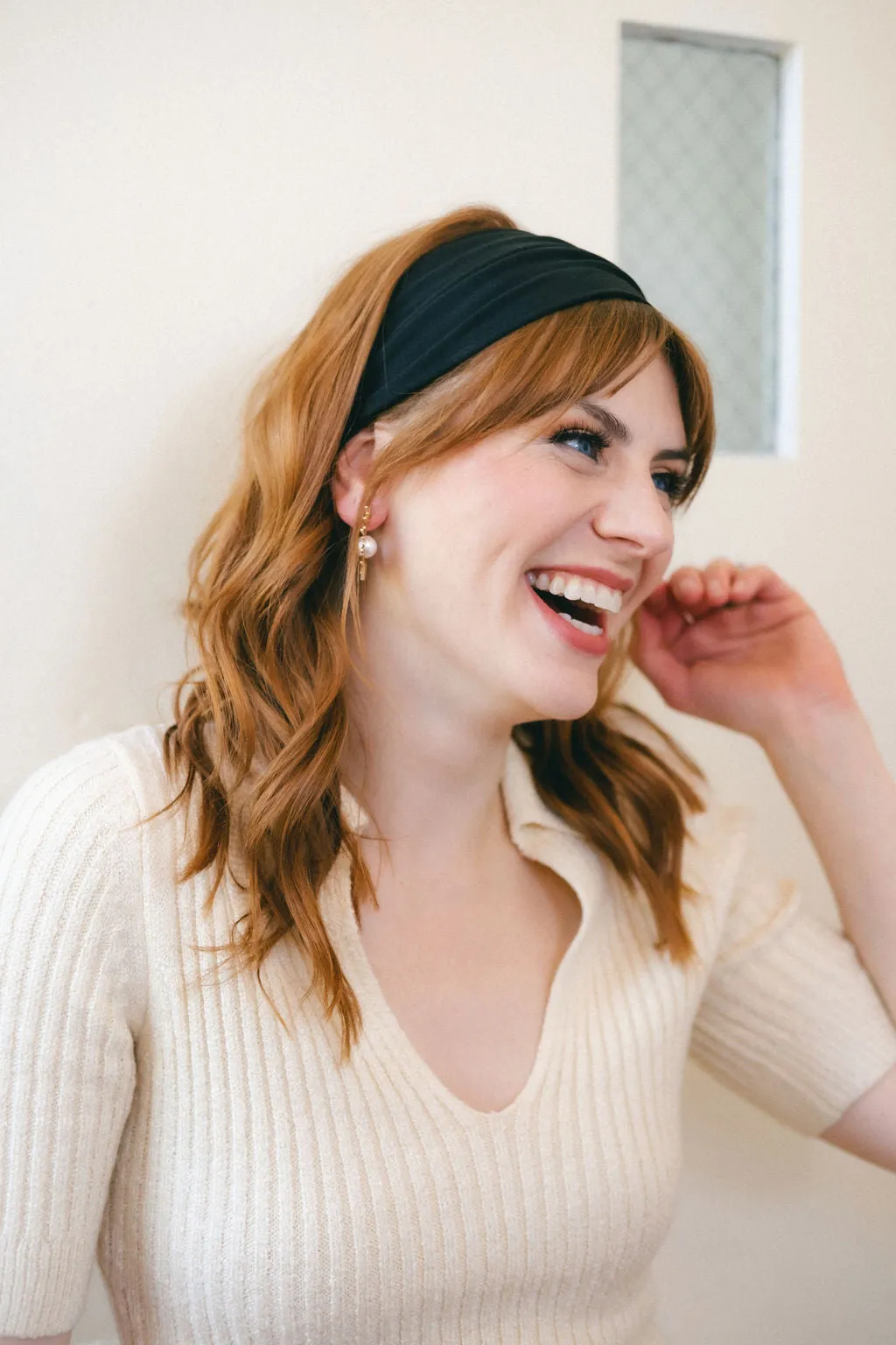 Upcycled Solid Black Nylon Hair Band