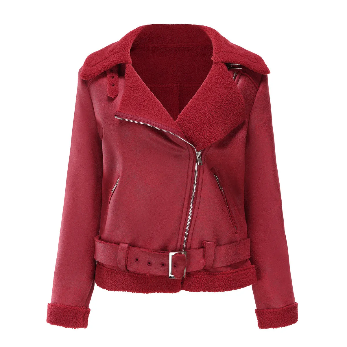 Vegan Leather Shearling Jacket