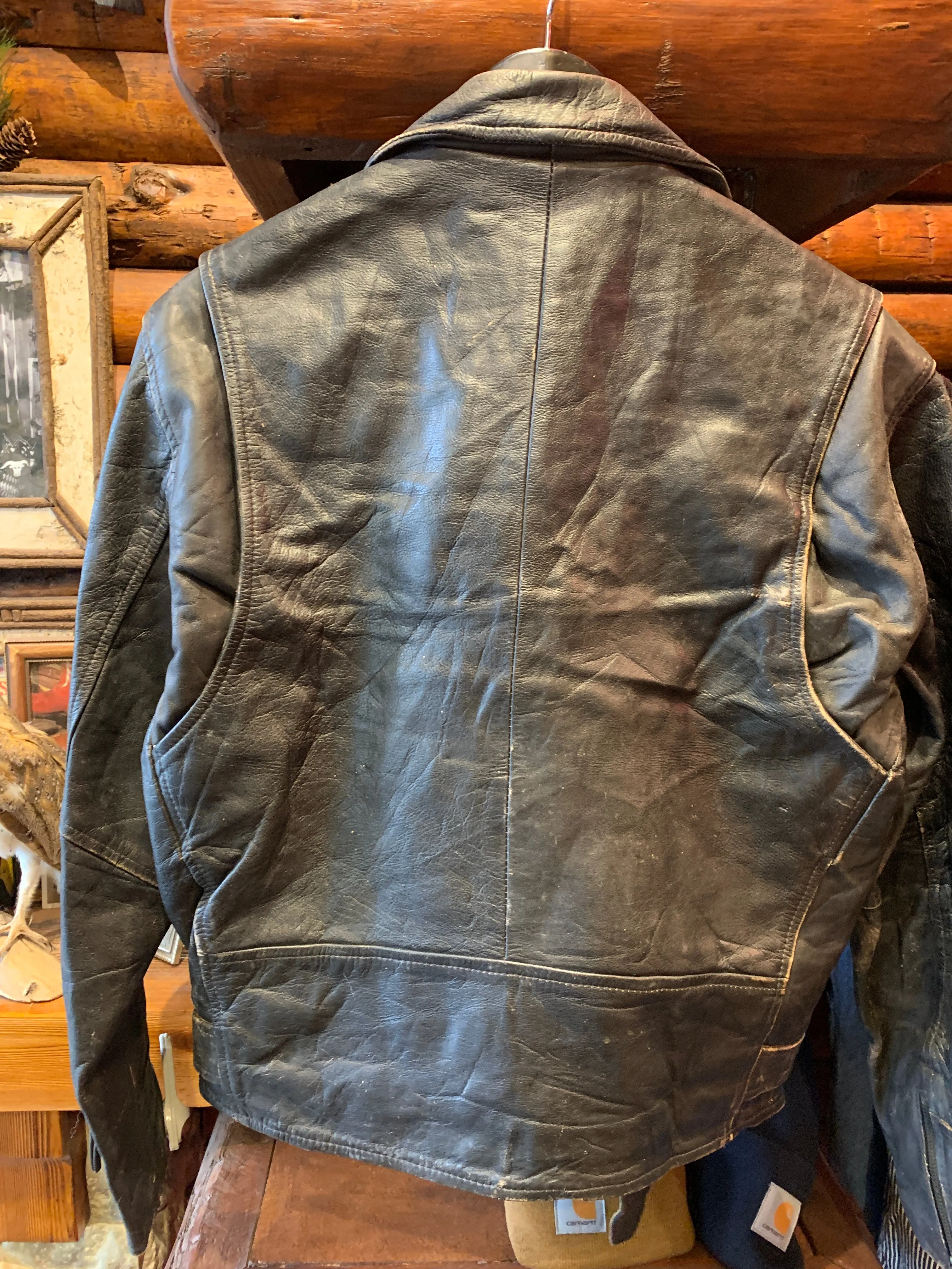 Vintage Distressed Petrol Biker Jacket, Small
