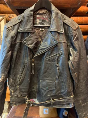 Vintage Distressed Petrol Biker Jacket, Small