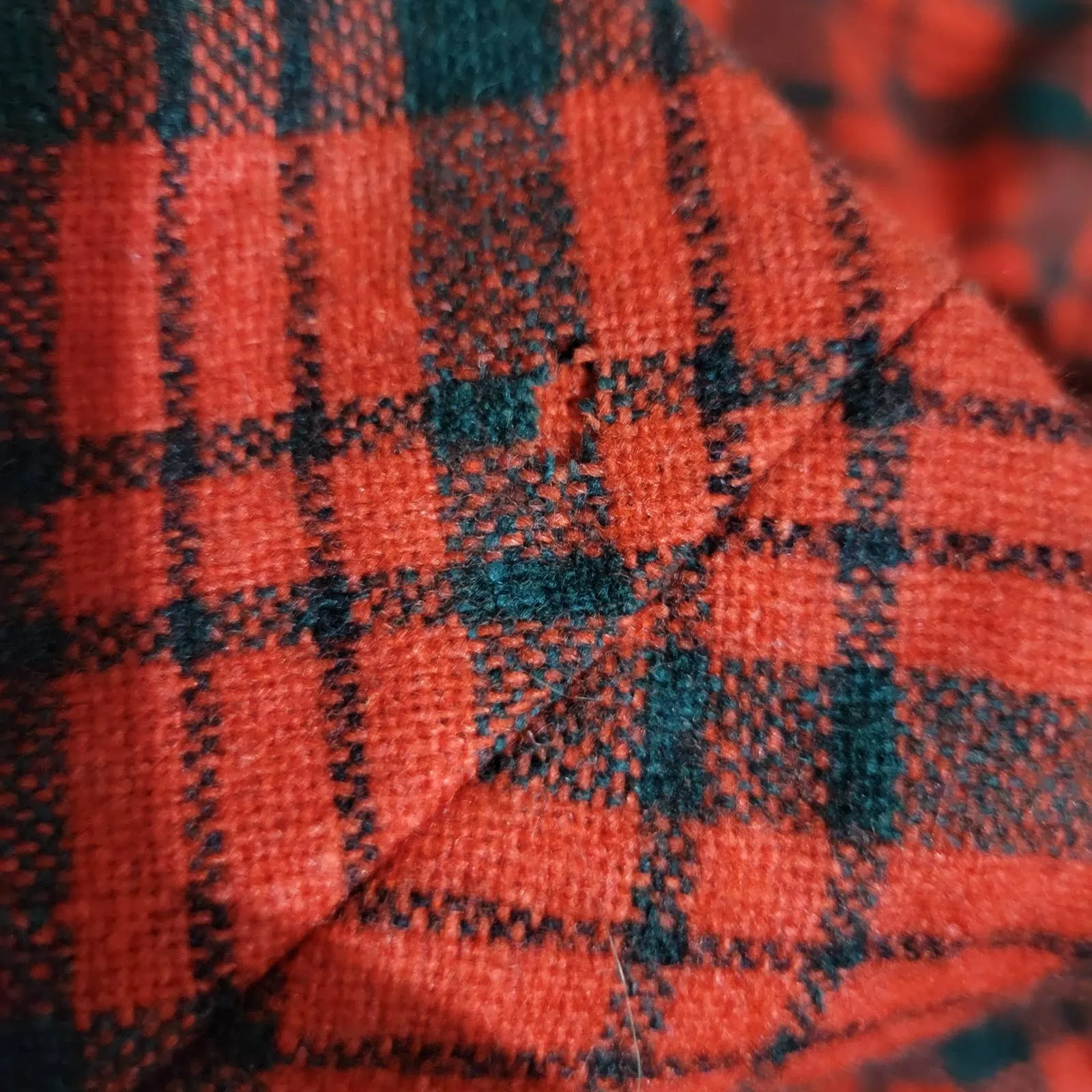 Vintage Tartan Maxi Dress Matching Shawl Red Wool Saba Plaid 70s Size Medium