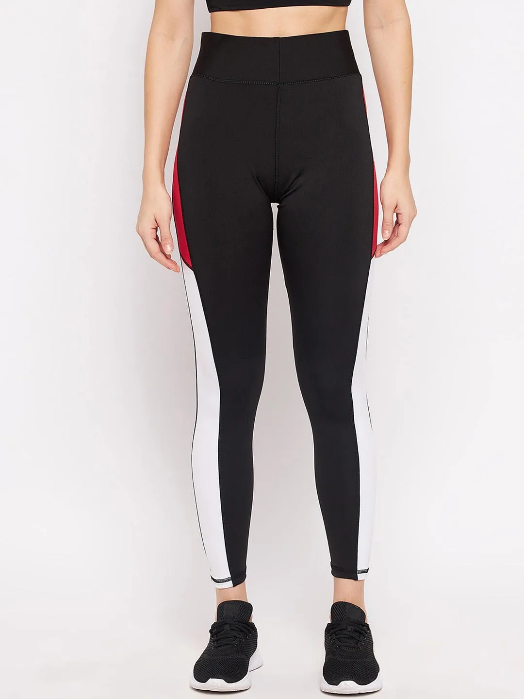 Women Black Colourblocked Tights