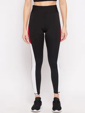 Women Black Colourblocked Tights