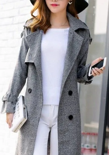 Womens Houndstooth Trench Coat