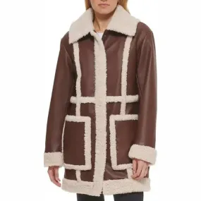 Women’s RAF Aviator Flight Shearling Leather Jacket Coat Classic & Warm