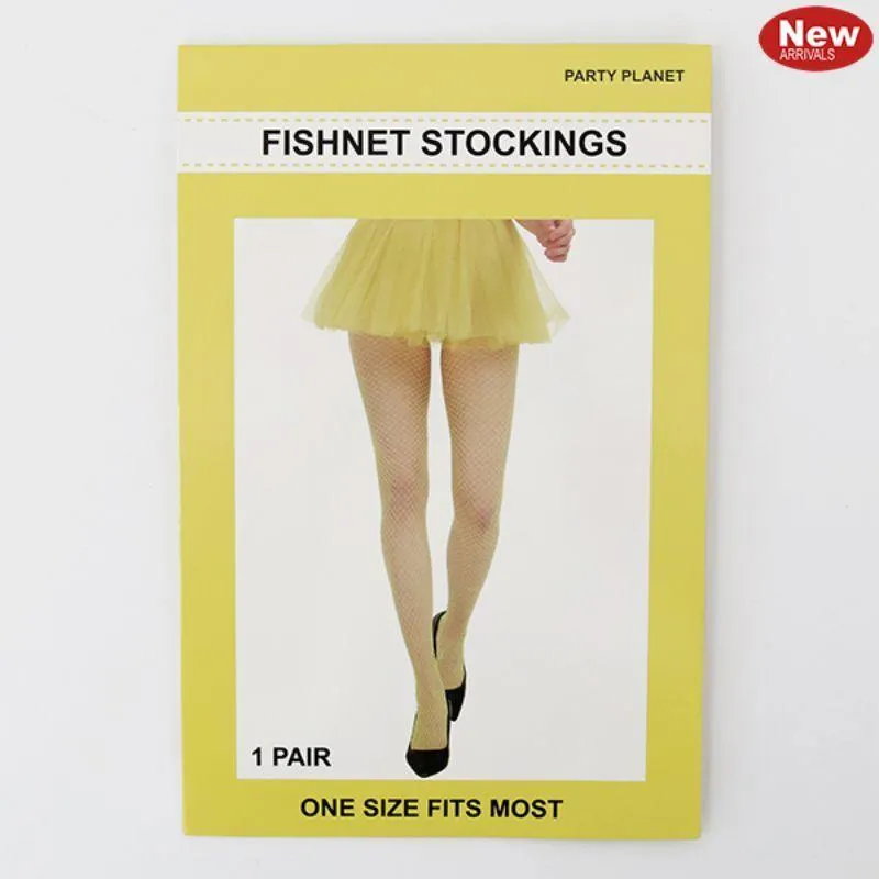 Womens Yellow Fishnet Tights