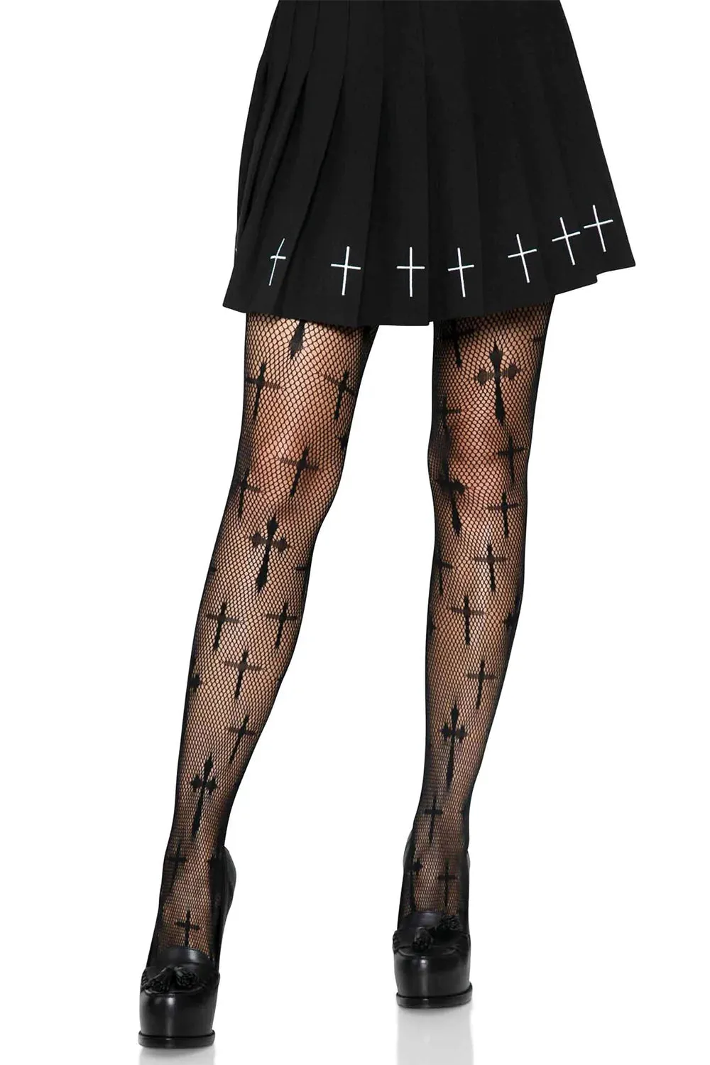 Worship Me Cross Net Tights